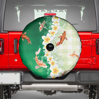 Hawaii And Japan Spare Tire Cover Plumeria Lei With Koi Fish Green LT05 - Polynesian Pride