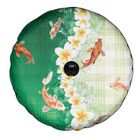 Hawaii And Japan Spare Tire Cover Plumeria Lei With Koi Fish Green LT05 - Polynesian Pride