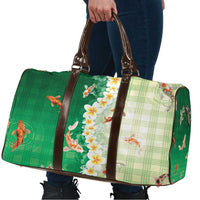 Hawaii And Japan Travel Bag Plumeria Lei With Koi Fish Green LT05 - Polynesian Pride