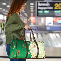Hawaii And Japan Travel Bag Plumeria Lei With Koi Fish Green LT05 - Polynesian Pride