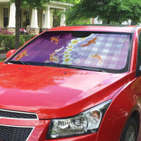 Hawaii And Japan Auto Sun Shade Plumeria Lei With Koi Fish Purple LT05 - Polynesian Pride