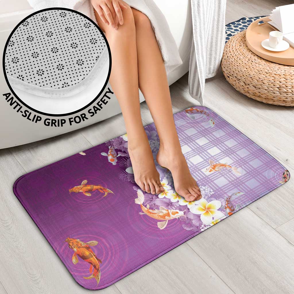 Hawaii And Japan Bathroom Set Plumeria Lei With Koi Fish Purple LT05 - Polynesian Pride
