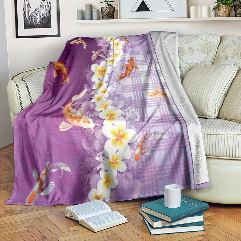 Hawaii And Japan Blanket Plumeria Lei With Koi Fish Purple LT05 Purple - Polynesian Pride