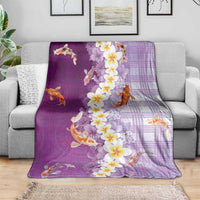 Hawaii And Japan Blanket Plumeria Lei With Koi Fish Purple LT05 - Polynesian Pride