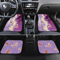 Hawaii And Japan Car Mats Plumeria Lei With Koi Fish Purple LT05 Set 4pcs Purple - Polynesian Pride