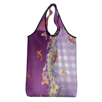 Hawaii And Japan Grocery Bag Plumeria Lei With Koi Fish Purple LT05 - Polynesian Pride