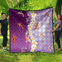 Hawaii And Japan Quilt Plumeria Lei With Koi Fish Purple LT05 - Polynesian Pride