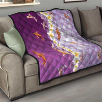 Hawaii And Japan Quilt Plumeria Lei With Koi Fish Purple LT05 - Polynesian Pride