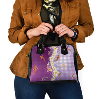 Hawaii And Japan Shoulder Handbag Plumeria Lei With Koi Fish Purple LT05 - Polynesian Pride