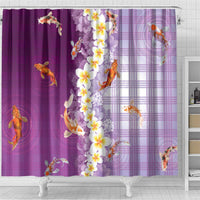 Hawaii And Japan Shower Curtain Plumeria Lei With Koi Fish Purple LT05 - Polynesian Pride
