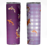 Hawaii And Japan Skinny Tumbler Plumeria Lei With Koi Fish Purple LT05 Purple - Polynesian Pride