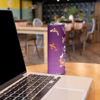 Hawaii And Japan Skinny Tumbler Plumeria Lei With Koi Fish Purple LT05 - Polynesian Pride