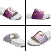 Hawaii And Japan Slide Sandals Plumeria Lei With Koi Fish Purple LT05 - Polynesian Pride