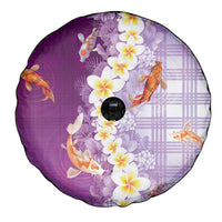 Hawaii And Japan Spare Tire Cover Plumeria Lei With Koi Fish Purple LT05 - Polynesian Pride