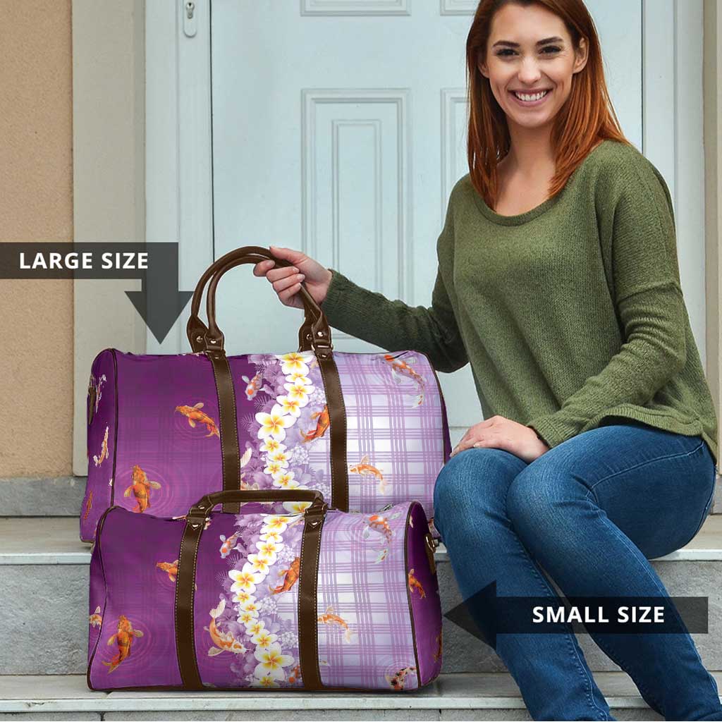 Hawaii And Japan Travel Bag Plumeria Lei With Koi Fish Purple LT05 - Polynesian Pride