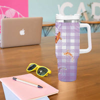 Hawaii And Japan Tumbler With Handle Plumeria Lei With Koi Fish Purple LT05 - Polynesian Pride