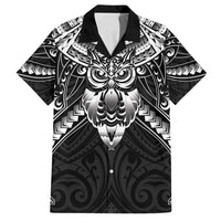 New Zealand Morepork Family Matching Tank Maxi Dress and Hawaiian Shirt Maori Pattern Black