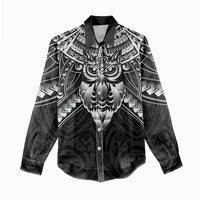 New Zealand Morepork Women Casual Shirt Maori Pattern Black