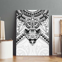 New Zealand Morepork Canvas Wall Art Maori Pattern White