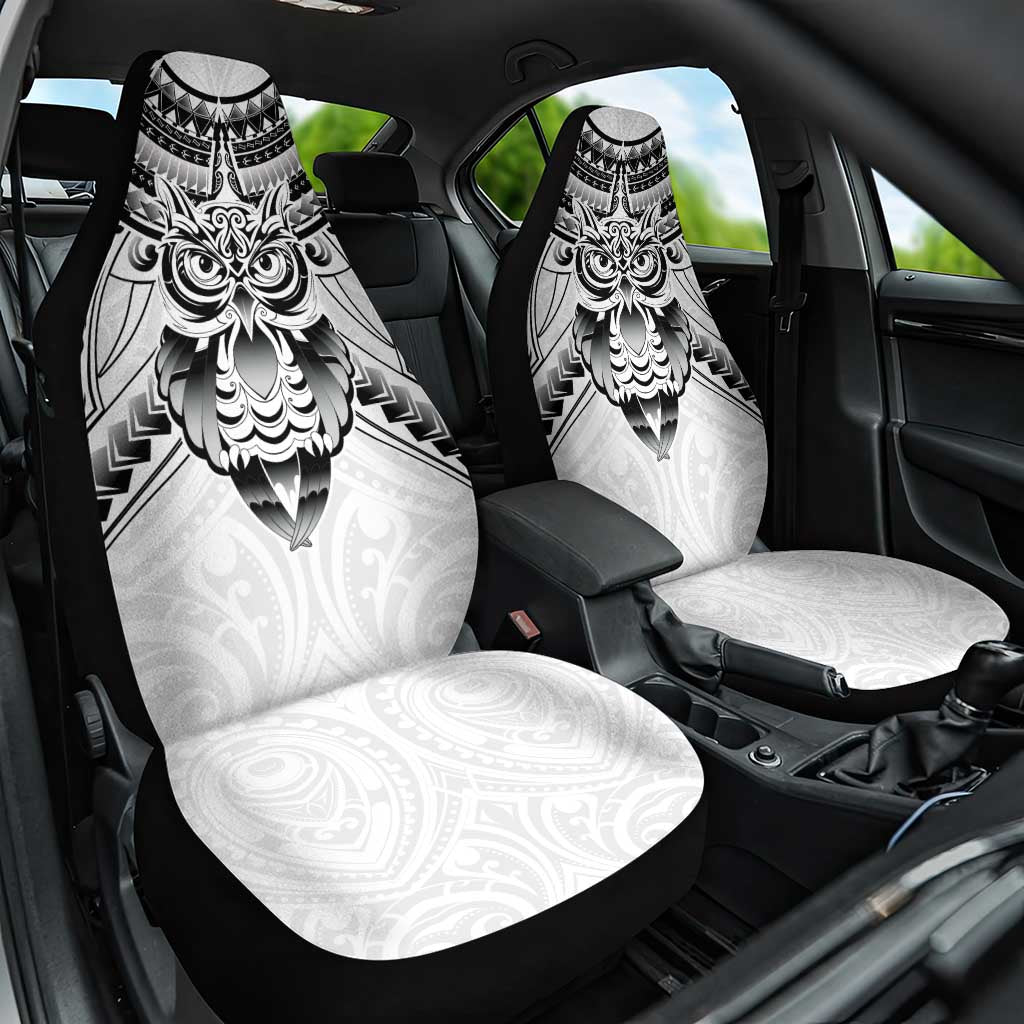 New Zealand Morepork Car Seat Cover Maori Pattern White