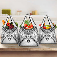New Zealand Morepork Grocery Bag Maori Pattern White