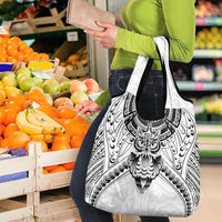 New Zealand Morepork Grocery Bag Maori Pattern White