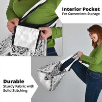 New Zealand Morepork Grocery Bag Maori Pattern White