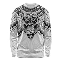 New Zealand Morepork Long Sleeve Shirt Maori Pattern White