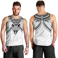 New Zealand Morepork Men Tank Top Maori Pattern White