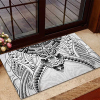 New Zealand Morepork Rubber Doormat Maori Pattern White