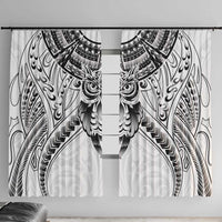 New Zealand Morepork Window Curtain Maori Pattern White