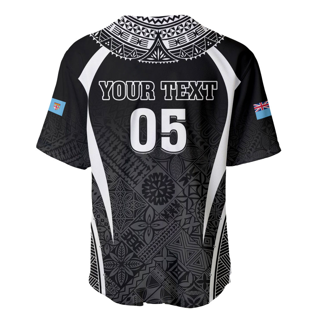Custom Fiji Rugby Baseball Jersey Fijian Warrior Black