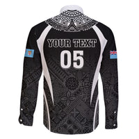 Custom Fiji Rugby Family Matching Long Sleeve Bodycon Dress and Hawaiian Shirt Fijian Warrior Black