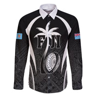 Custom Fiji Rugby Family Matching Puletasi and Hawaiian Shirt Fijian Warrior Black