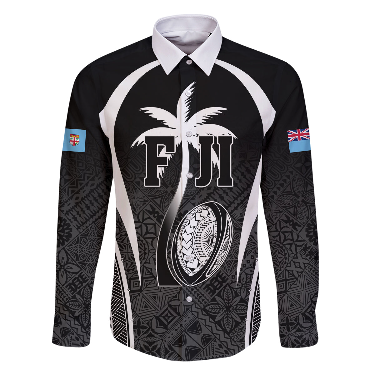 Custom Fiji Rugby Family Matching Tank Maxi Dress and Hawaiian Shirt Fijian Warrior Black