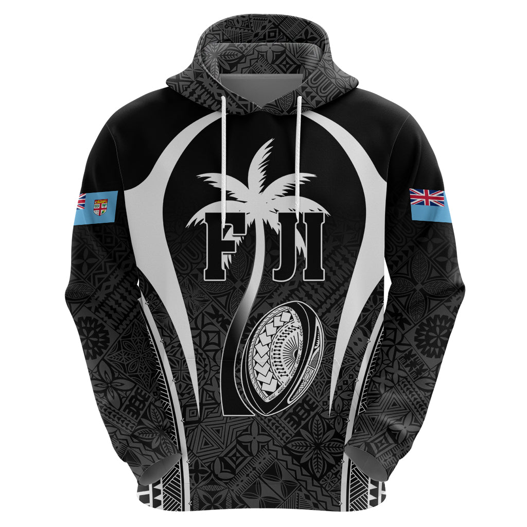 Custom Fiji Rugby Hoodie Fijian Warrior Black