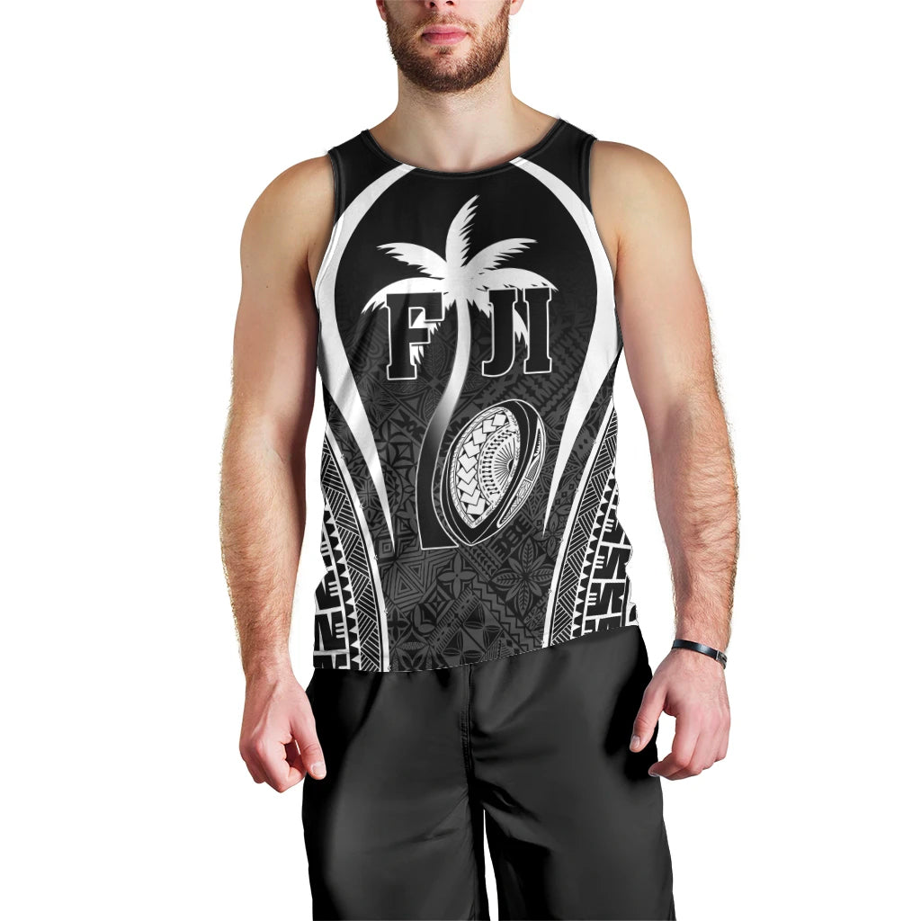Custom Fiji Rugby Men Tank Top Fijian Warrior Black