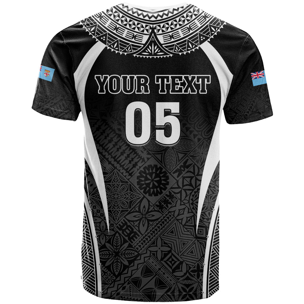 Custom Fiji Rugby T Shirt Fijian Warrior Black