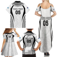 Custom Fiji Rugby Family Matching Summer Maxi Dress and Hawaiian Shirt Fijian Warrior White