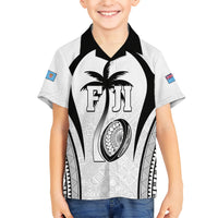 Custom Fiji Rugby Kid Hawaiian Shirt Fijian Warrior White LT05 Kid White - Polynesian Pride