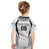 Custom Fiji Rugby Kid T Shirt Fijian Warrior White