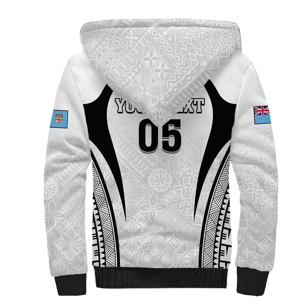 Custom Fiji Rugby Sherpa Hoodie Fijian Warrior White