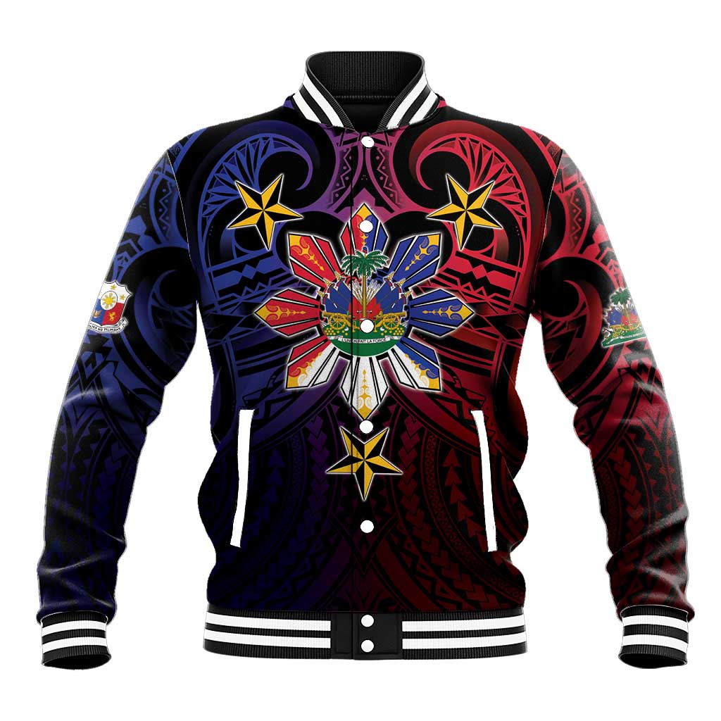 Haiti Philippines Baseball Jacket Haitian Coat Of Arms With Filipino Sun