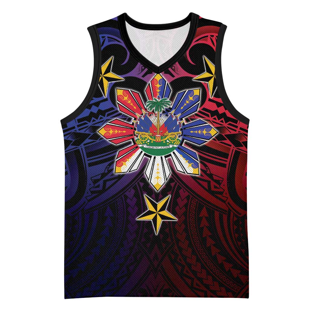 Haiti Philippines Basketball Jersey Haitian Coat Of Arms With Filipino Sun