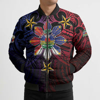 Haiti Philippines Bomber Puffer Jacket Haitian Coat Of Arms With Filipino Sun