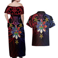Haiti Philippines Couples Matching Off Shoulder Maxi Dress and Hawaiian Shirt Haitian Coat Of Arms With Filipino Sun