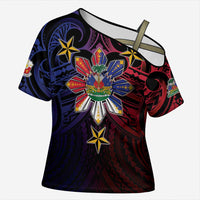Haiti Philippines Cross Shoulder Shirt Haitian Coat Of Arms With Filipino Sun
