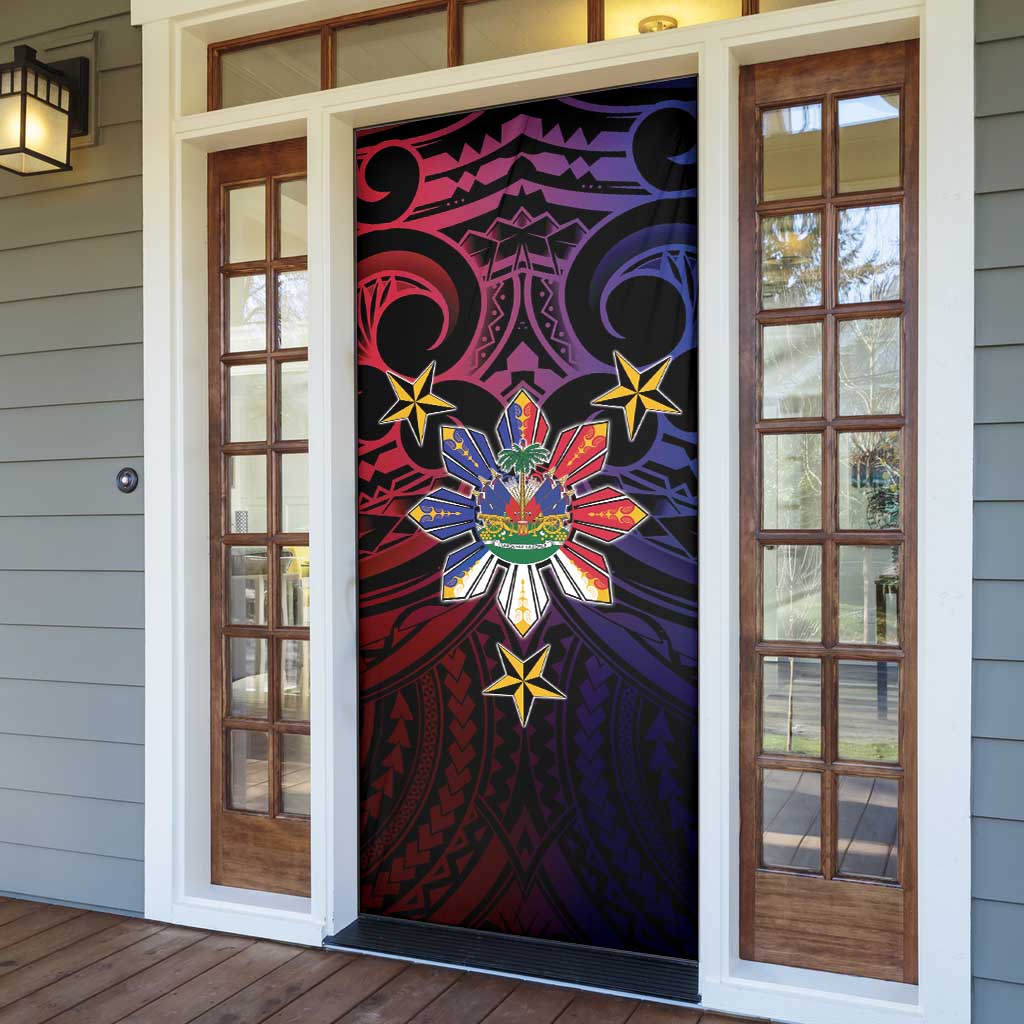 Haiti Philippines Door Cover Haitian Coat Of Arms With Filipino Sun