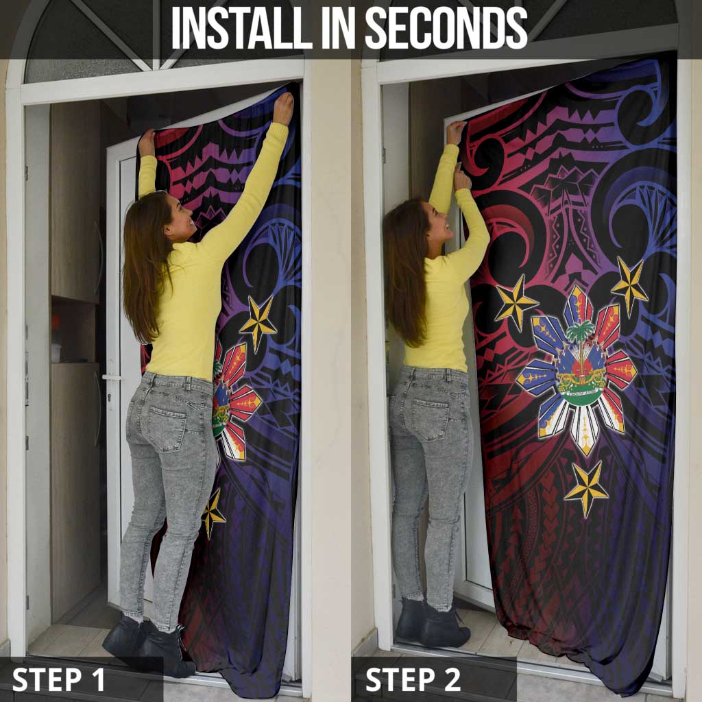 Haiti Philippines Door Cover Haitian Coat Of Arms With Filipino Sun