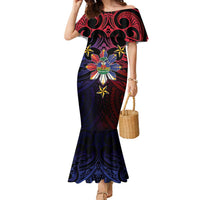 Haiti Philippines Family Matching Mermaid Dress and Hawaiian Shirt Haitian Coat Of Arms With Filipino Sun